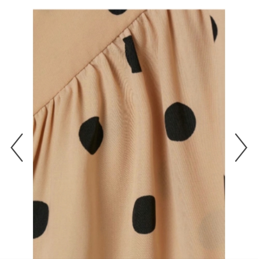 H&M Black Batwing Sleeve Polka Dot Blouse - Tan  Sz L - Picture 7 of 9